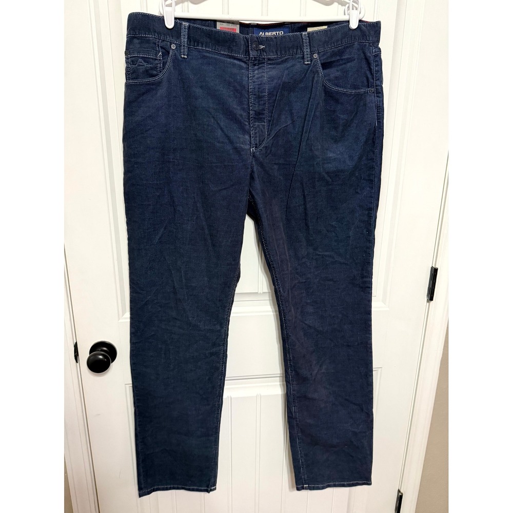 Alberto Pants Mens 42x34 Stone 4337 Modern Fit Corduroy Navy Blue NEW